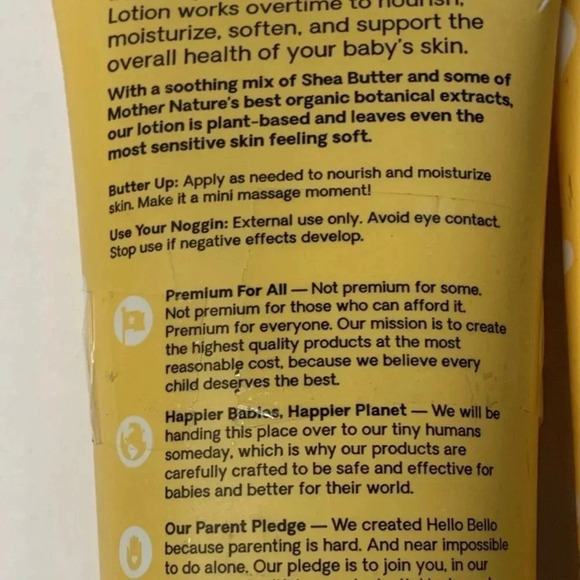 Hello Bello Baby Lotion Plant Based 8.5 Fl Oz Vanilla Apricot 2 Tubes - Picture 5 of 6